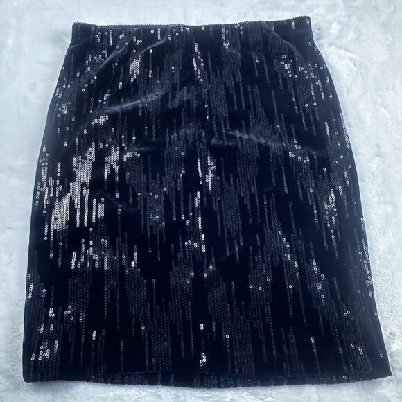 Aqua Black Velvet Sequin Mini Skirt Sz S The Matrix pattern Party Night Out Glam - Picture 7 of 9
